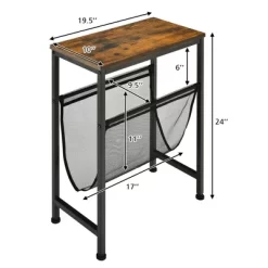 Costway 2PCS Narrow End Table With Holder Sling Industrial Accent Console Table