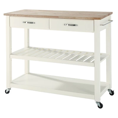 Natural Wood Top Kitchen Cart/Island With Optional Stool Storage - Crosley - Image 9