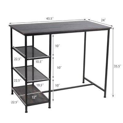 Costway Bar Pub Table Industrial Counter Black Dining Table With Metal Frame - Image 4