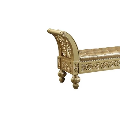 66" Seville PU Bench Gold Finish - Acme Furniture - Image 2