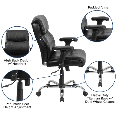 Flash Furniture HERCULES Series Big & Tall 400 Lb. Rated Swivel Ergonomic Task Office Chair With Clean Line Stitching And Adjustable Arms - Image 2