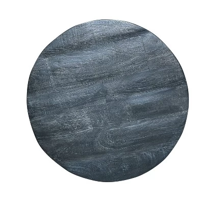 22" Farmhouse Style Round Wooden End Table With Airy Design Base Gray - The Urban Port - Image 4