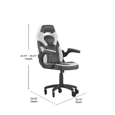 Flash Furniture X10 Gaming Chair Racing Office Computer PC Adjustable Chair With Flip-up Arms And Transparent Roller Wheels - Image 5