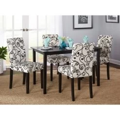5Pc Elly Sophia Parson Dining Set Cream/Black - Buylateral