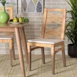 2pc Poltak Rattan Dining Chair Set Brown - Bali & Pari