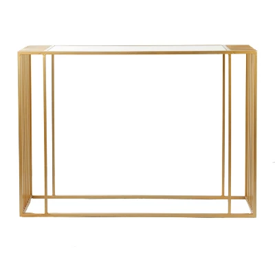 Contemporary Metal Mirrored Console Table Gold - Olivia & May - Image 5