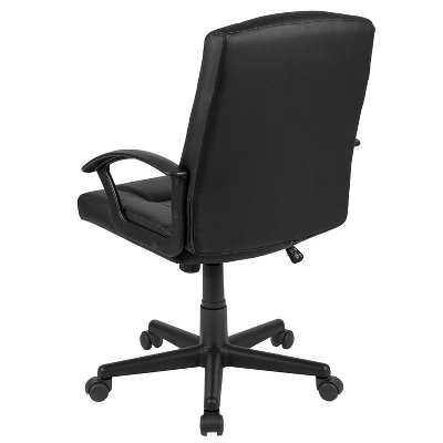 Emma And Oliver Mid-Back Black LeatherSoft-Padded Task Office Chair With Arms - Image 10