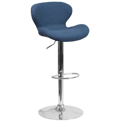 Merrick Lane Adjustable Height Barstool Contemporary Bar Height Stool With Curved Back And Metal Base With Footrest - Image 15