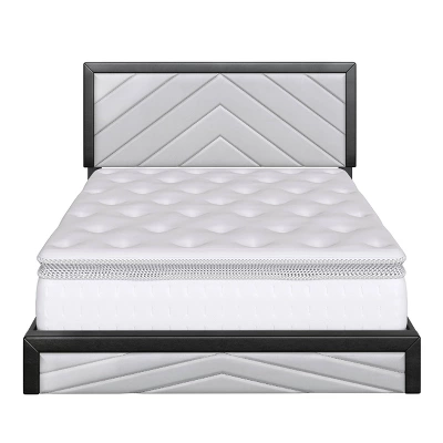 Blake Chevron Stitched Upholstered Platform Bed - Eco Dream - Image 5