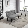 HOMCOM Upholstered Armless Fabric Loveseat With Button Tufted Design For Living Room With Wood Legs