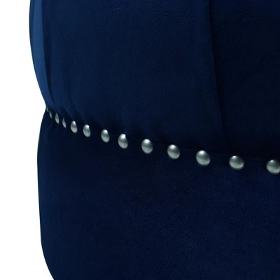 Jennifer Taylor Home Dawn Tufted Round Ottoman Nailhead Accents - Image 2