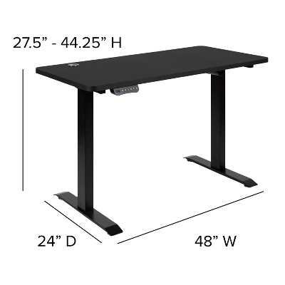 Flash Furniture 48" Wide Black Electric Height Adjustable Standing Desk With Mid-Back Black LeatherSoft And Chrome Executive Swivel Office Chair - Image 8