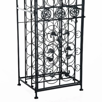 HOMCOM 45-Bottle Modern Wine Organizer Decorative Portable Wrought Iron Wine Rack Jail - Image 6