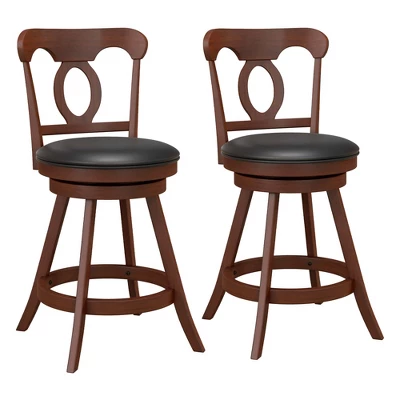 Costway Set Of 2 Bar Stools Swivel Counter Height Chairs With Footrest For Kitchen - Image 8