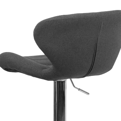Merrick Lane Adjustable Height Barstool Contemporary Bar Height Stool With Curved Back And Metal Base With Footrest - Image 11