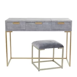Contemporary Wood Console Table Dressing Table Desk With Mirror And Stool Set - Olivia & May