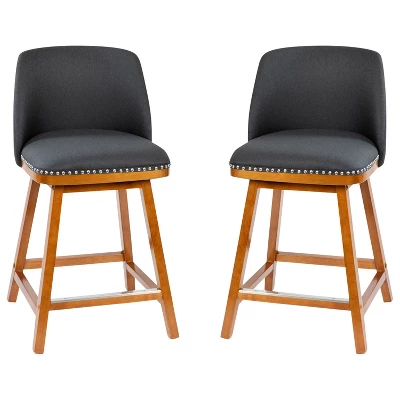 Flash Furniture Julia Set Of 2 Transitional Upholstered Counter Stools With Nailhead Trim And Solid Wood Frames - Image 11
