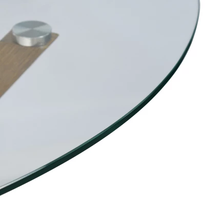 39'' Oliver Crossroads Round Pedestal Metal Legs With Clear Tempered Transparent Glass Tabletop -The Pop Maison - Image 5