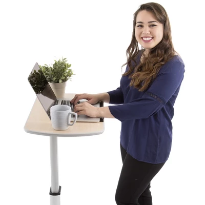 Cruizer Pivot Mobile Podium β Tilting Desktop And Pneumatic Height Adjustment β White β Stand Steady - Image 2