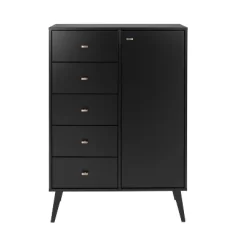 Milo Mid-Century Modern 5 Drawer Chest With Door - Prepac