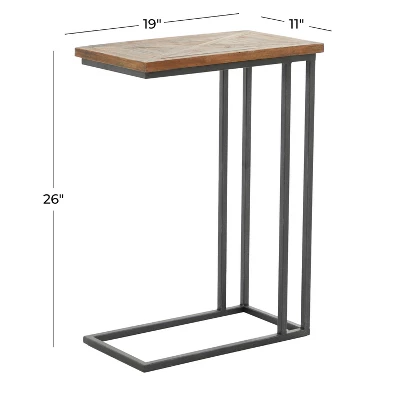 Rustic Metal Accent C-Table Brown - Olivia & May - Image 5