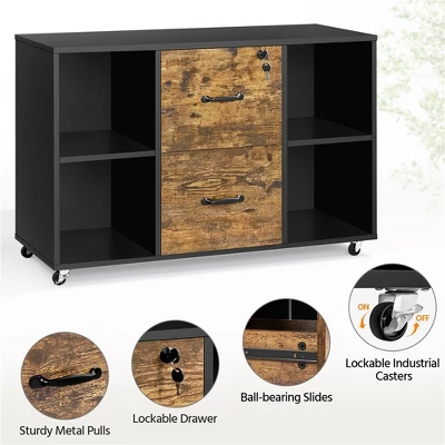 Yaheetech Vintage File Cabinet With 2 Drawers And Storage Shelves For Home, Office - Image 3