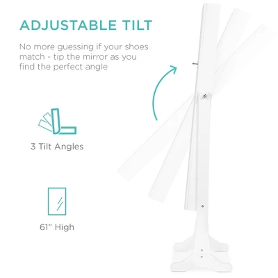 Best Choice Products 6-Tier Standing Mirror Lockable Storage Organizer Cabinet Armoire W/ LED Lights - Image 3