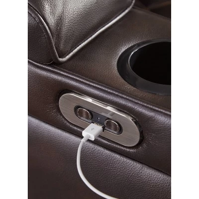 Warnerton Power Recliner Loveseat With Console And Adjustable Headrest Chocolate - Signature Design By Ashley - Image 4
