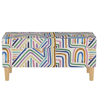Storage Bench Rainbow Strokes Ochre - Skyline Furniture