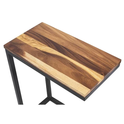 BirdRock Home Acacia Wood TV Tray C Shaped Side Table - Image 3
