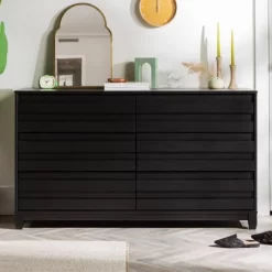 Ilya Solid Wood Modern Panel Front 6 Drawer Dresser - Saracina Home