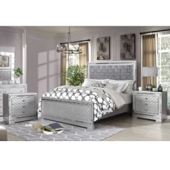 3pc Tenaya Bed With 2 Nightstands Set Silver/Gray - HOMES: Inside + Out