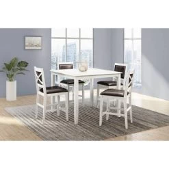 5pc Wynnie Wood Counter Height Dining Set White - Abbyson Living