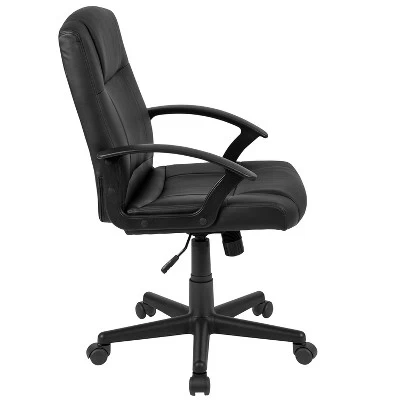 Emma And Oliver Mid-Back Black LeatherSoft-Padded Task Office Chair With Arms - Image 11