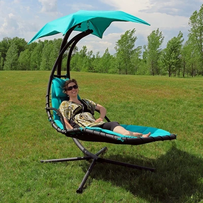 Sunnydaze Decor Sunnydaze Outdoor Hanging Chaise Floating Lounge Chair With Canopy Umbrella And Stand - Image 11