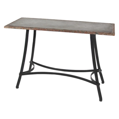Metal Industrial Arts Style Rectangular Console Table Brown - Olivia & May