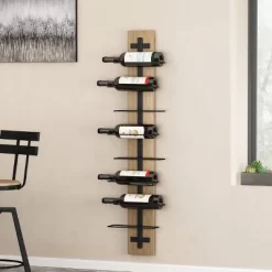 Toston Modern Industrial 8 Bottle Wall Mounted Wine Rack Natural/Black - Christopher Knight Home