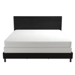 King Jena Faux Leather Upholstered Bed Black - Room & Joy