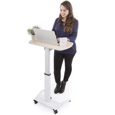 Cruizer Pivot Mobile Podium β Tilting Desktop And Pneumatic Height Adjustment β White β Stand Steady - Image 10