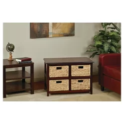 20.5" Seabrook TwoTier Storage Unit With Espresso And Natural Baskets - OSP Home Furnishings
