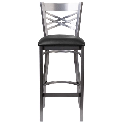Flash Furniture Clear Coated ''X'' Back Metal Restaurant Barstool - Image 8
