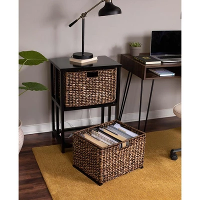 BirdRock Home 2 Tiered Hanging File Cubby With Wood Top - Brown Wash - Image 5