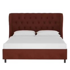 Wingback Platform Bed Velvet - Skyline Furniture