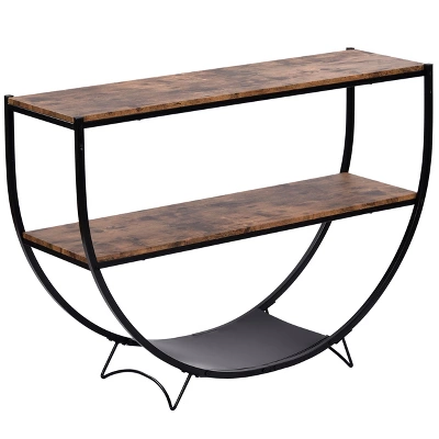 Rustic Industrial Design Demilune Shape Console Table-ModernLuxe - Image 2