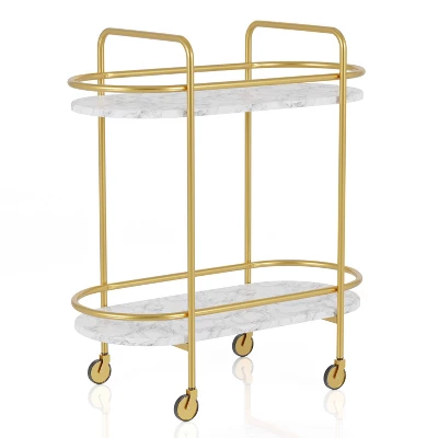 Madronas Serving Carts With Faux Marble Gold Coating/White - MiBasics - Image 2