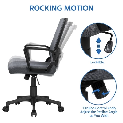 Yaheetech Adjustable Mid-Back Office Chair Computer Chair With Wheels - Image 4