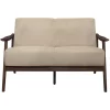 Carlson Velvet Upholstered Loveseat In Light Brown And Dark Walnut - Lexicon