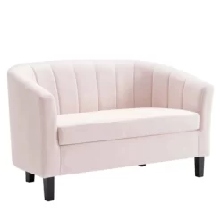 Prospect Channel Tufted Performance Velvet Loveseat Sofa Pink - Modway