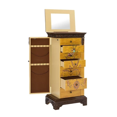 Beatrice Antique Parchment Hand Painted Jewelry Armoire - Powell Company - Image 3