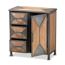 Laurel Wood 3 Drawer Cabinet Gray/Brown - Baxton Studio